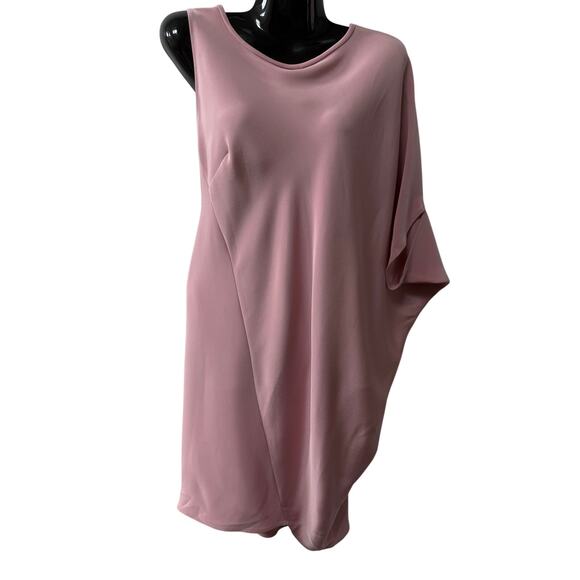 Tish Cox Mini Dress Small Pink One Shoulder Draped Asymmetrical Made in Dallas - Picture 2 of 13